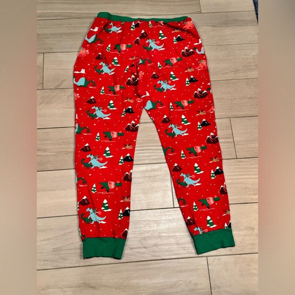 Christmas Dinosaur SET Pajamas 100% cotton - Red Green Large - Picture 4 of 8